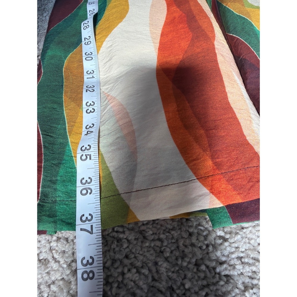 Willa Story Abstract Wavy Print Button Front Midi Skirt Green Rust Gold Large - Picture 9 of 10
